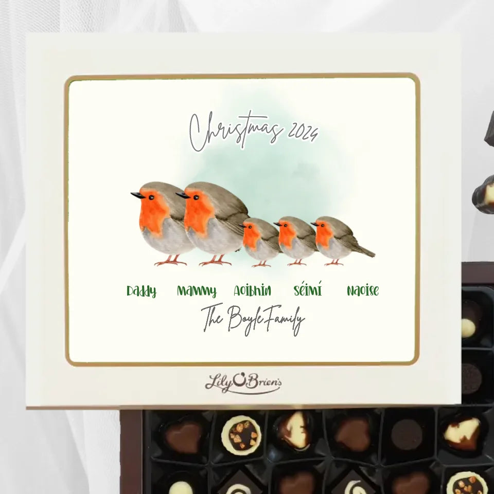 Personalised Box of Lily O'Brien's Chocolates for Christmas - Robins