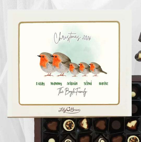 Personalised Box of Lily O'Brien's Chocolates for Christmas - Robins