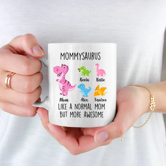 Personalised Mug for Mom or Grandma - Mommysaurus - Up to 6 Kids