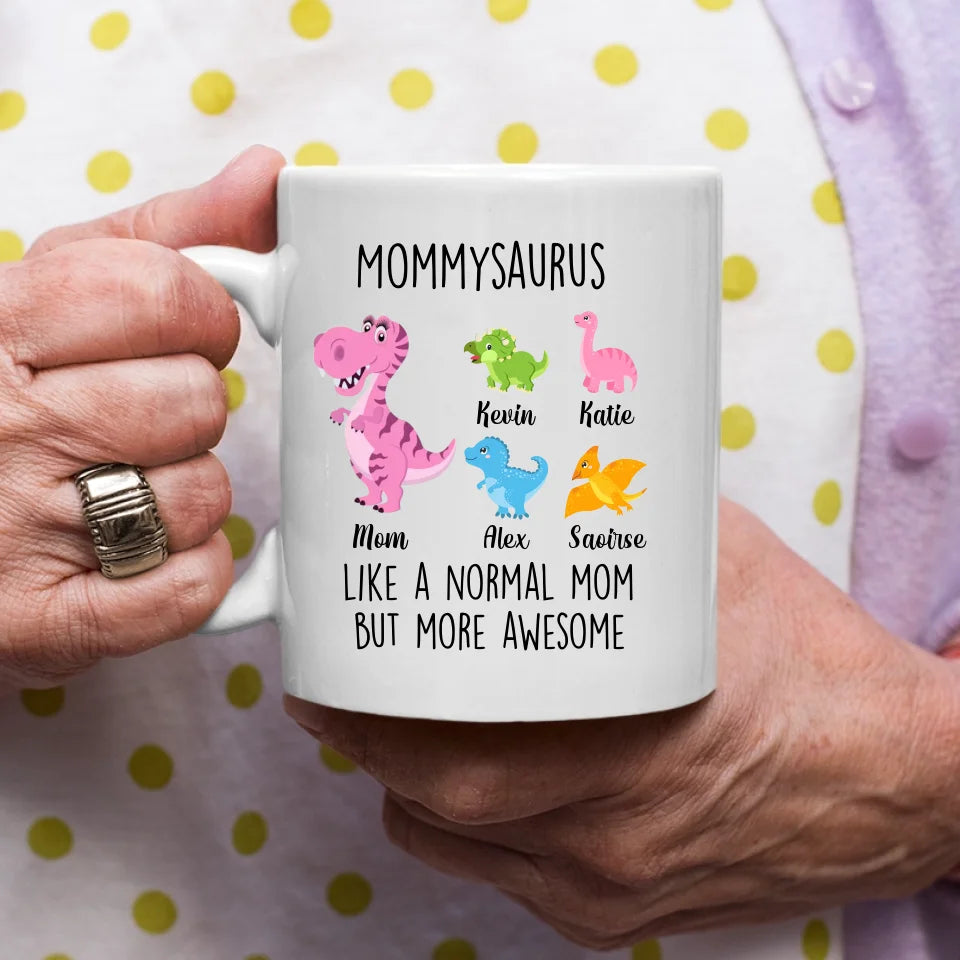 Personalised Mug for Mom or Grandma - Mommysaurus - Up to 6 Kids