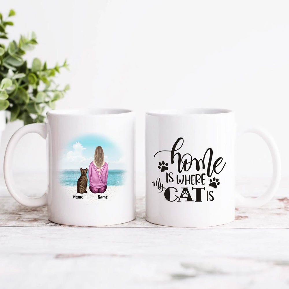 Personalised Mug - Girl and Cat