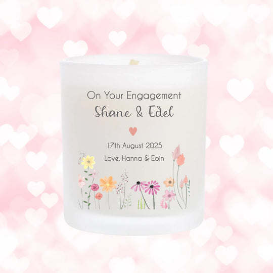 Personalised Candle - Engagement Flowers