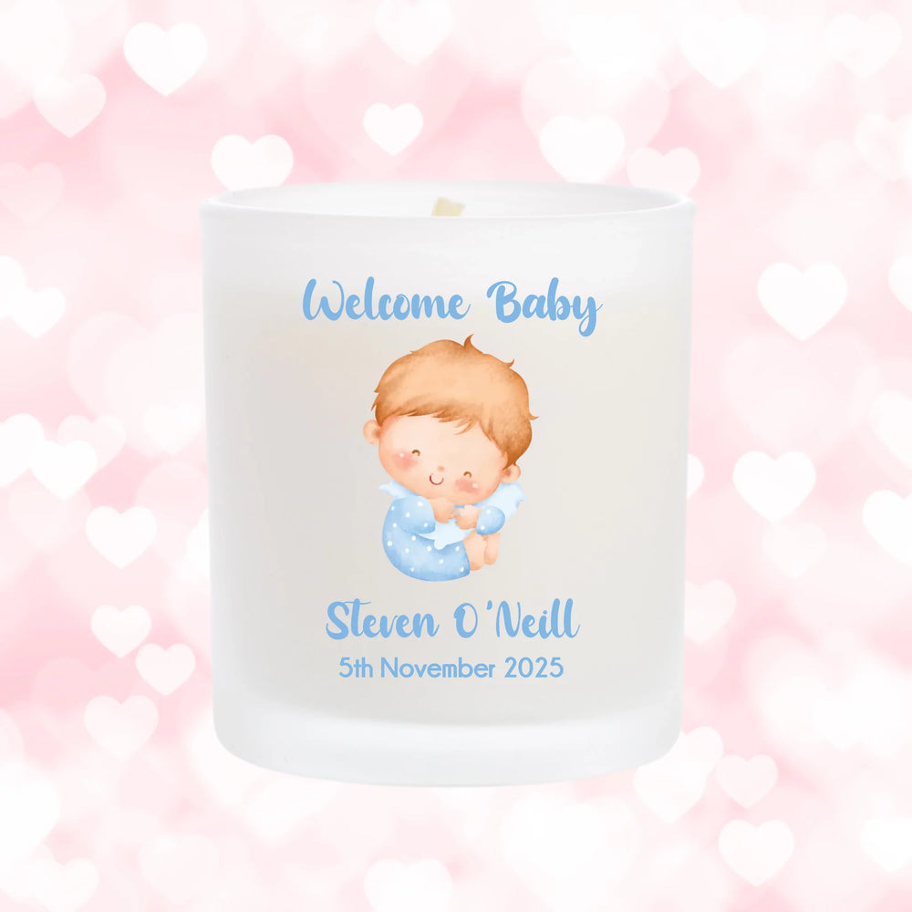 Personalised Candle for Newborns - Baby Powder Candle for Boys