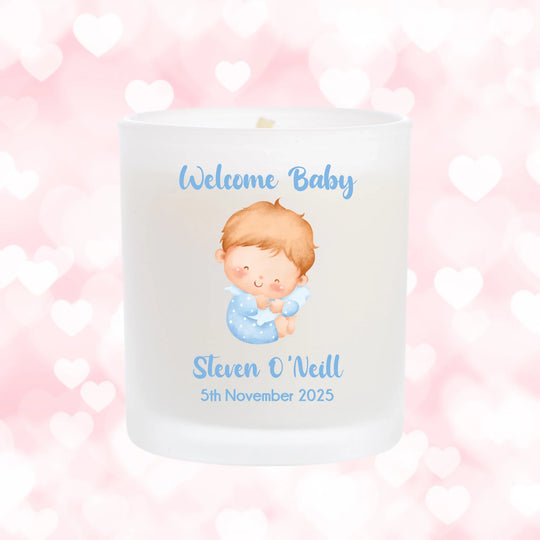 Personalised Candle for Newborns - Baby Powder Candle for Boys