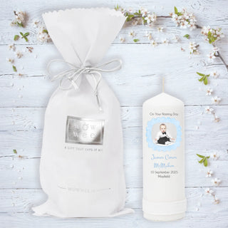 Personalised NAMING DAY Candle - Upload Your Own Image - Pink, Blue & Neutral Colours