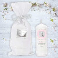 Personalised Christening Candle - Upload Your Own Image - Pink, Blue & Neutral Colours