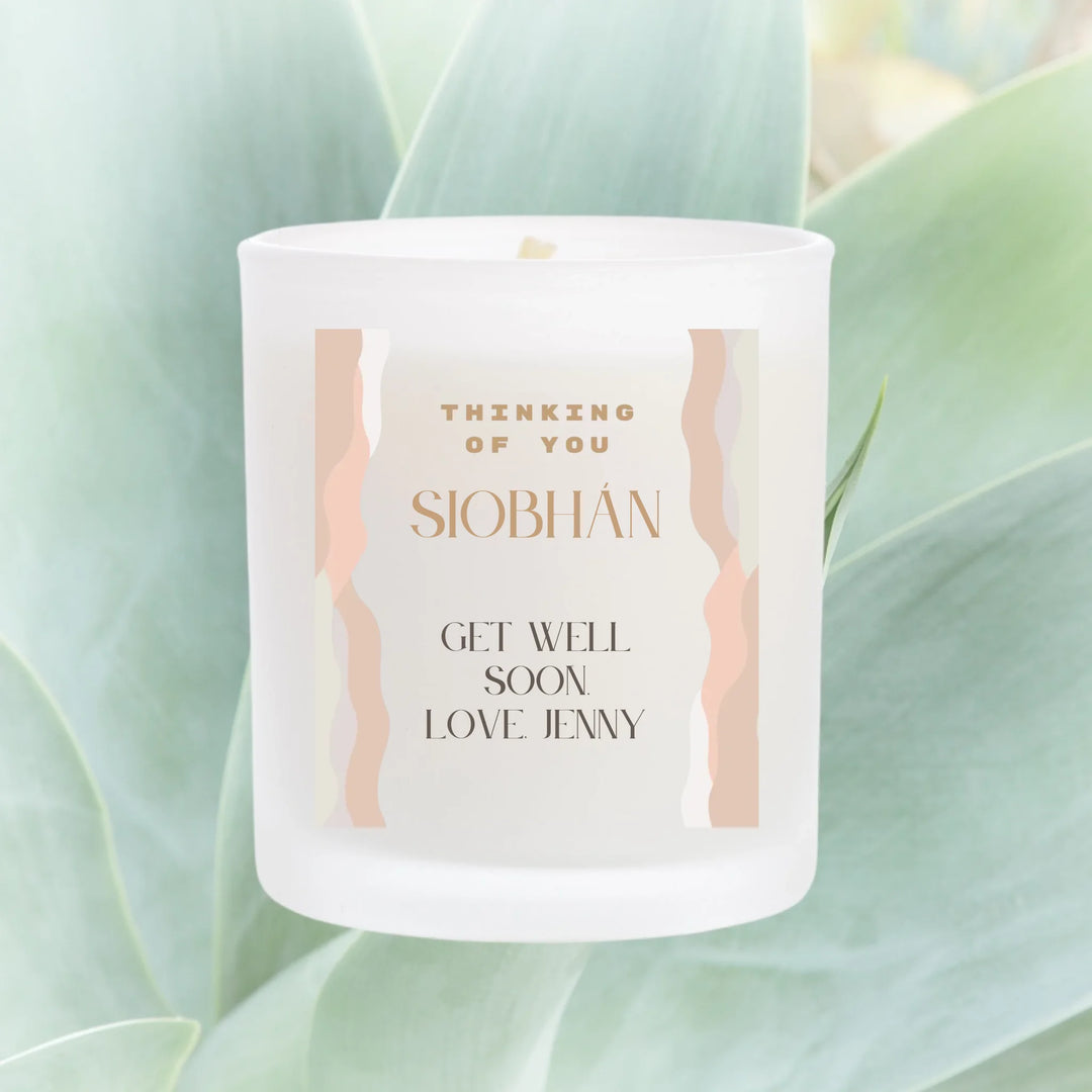 Personalised Thinking Of You Candle - Pink & Beige