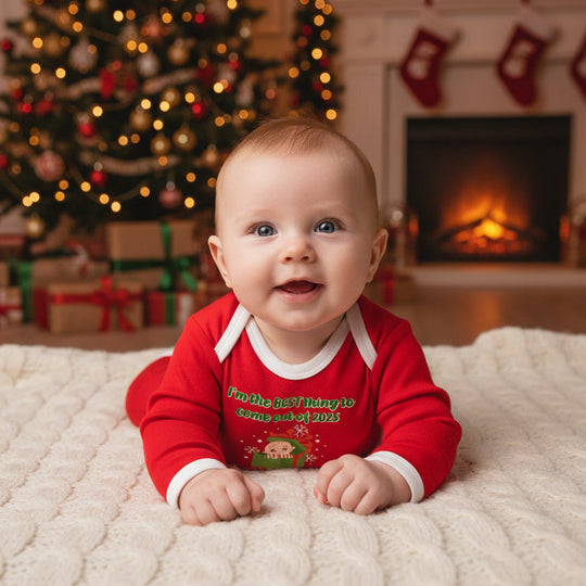 Personalised First Christmas Baby Sleepsuit Onesie - Best Thing to Come Out of 2025