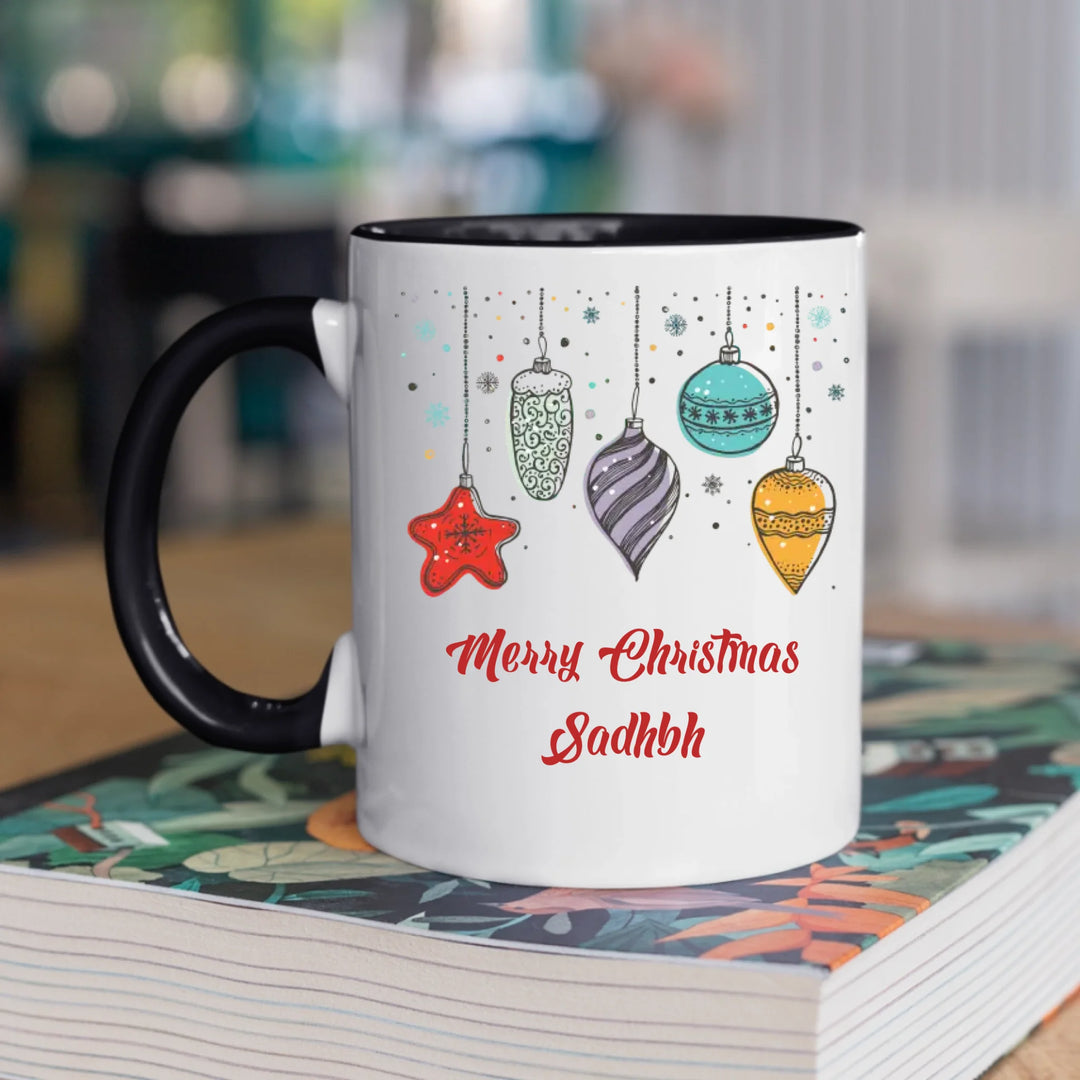 Personalised Christmas Mug with Baubles