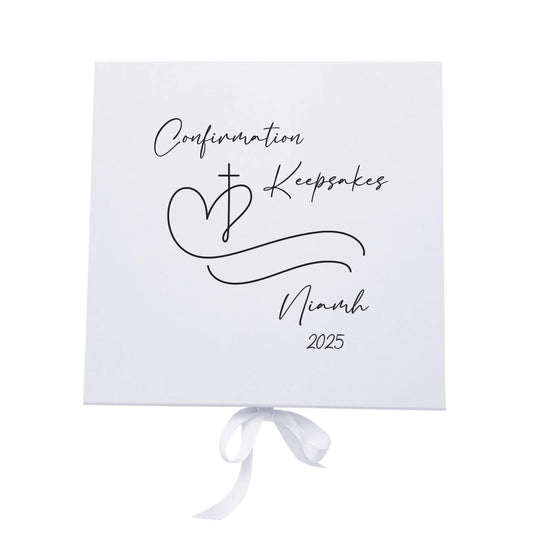 Personalised Confirmation Keepsake Box - Cross & Heart