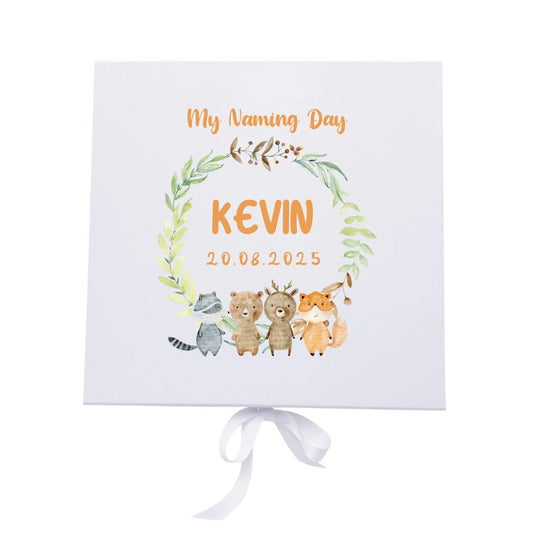 Personalised Naming Day Keepsake Box - Woodland Animals