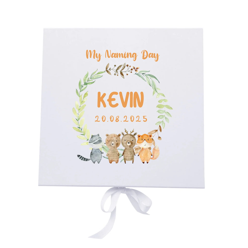 Personalised Naming Day Keepsake Box - Woodland Animals