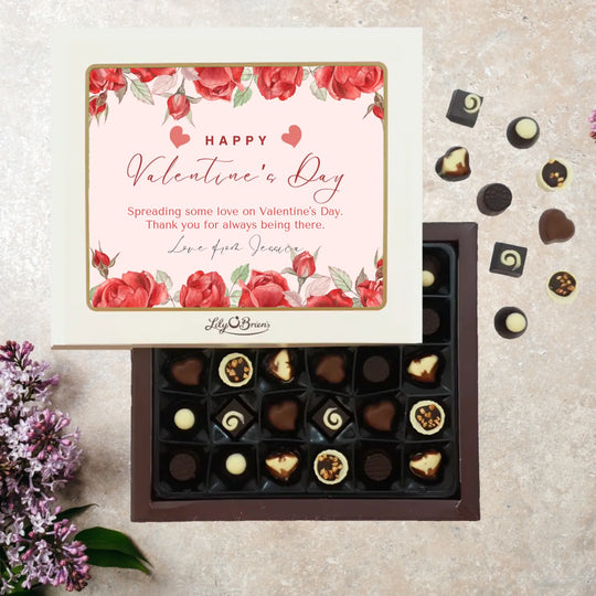 Personalised Box of Lily O'Brien's Chocolates for Valentine's Day - Roses