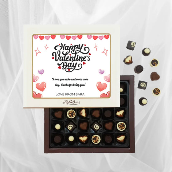 Personalised Box of Lily O'Brien's Chocolates for Valentine's Day - Hearts