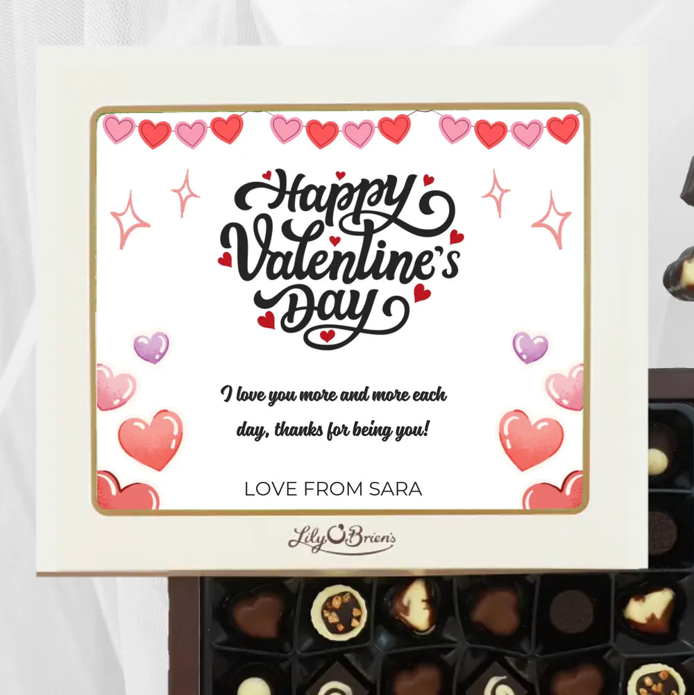 Personalised Box of Lily O'Brien's Chocolates for Valentine's Day - Hearts