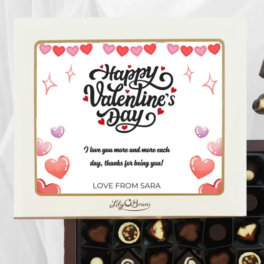 Personalised Box of Lily O'Brien's Chocolates for Valentine's Day - Hearts