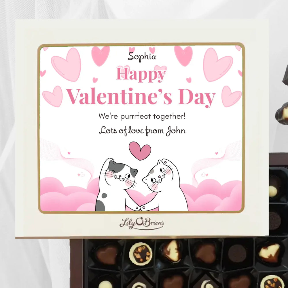 Personalised Box of Lily O'Brien's Chocolates for Valentine's Day - Valentine Cats
