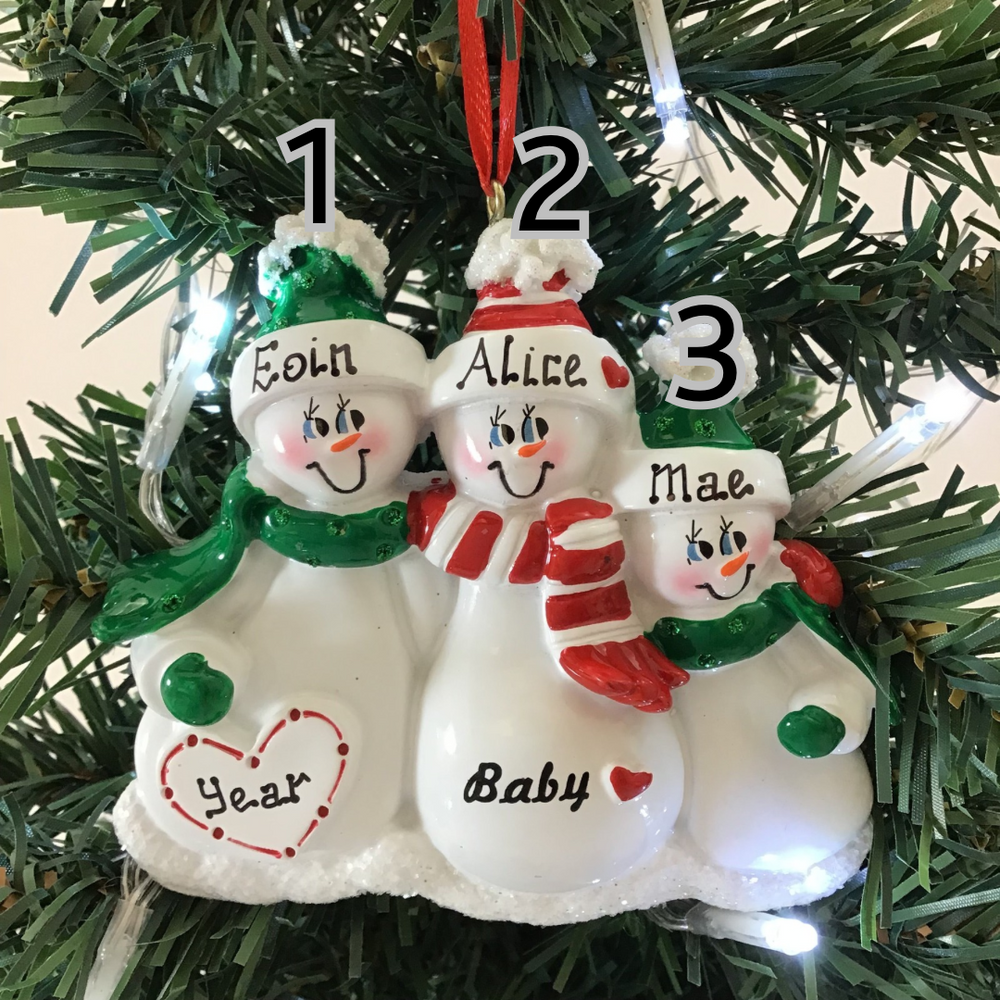 Personalised Christmas Ornament - Expecting Baby Bump Family of 3