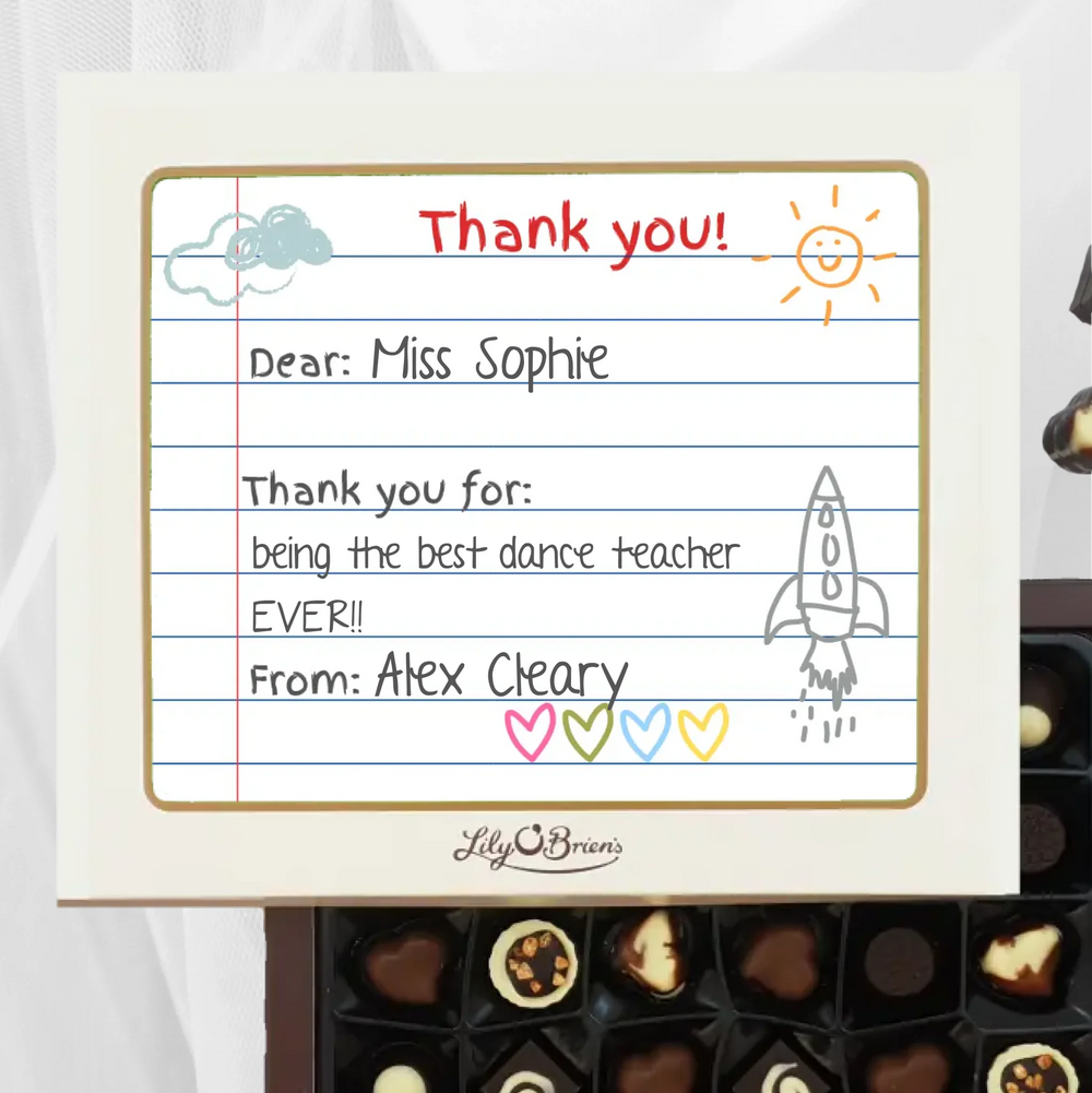 Personalised Box of Lily O'Brien's Chocolates - Kid's Notebook