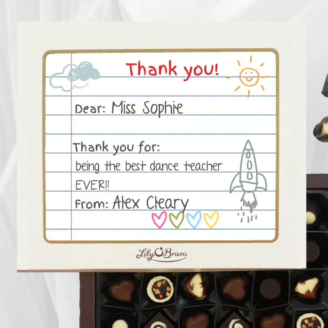 Personalised Box of Lily O'Brien's Chocolates - Kid's Notebook