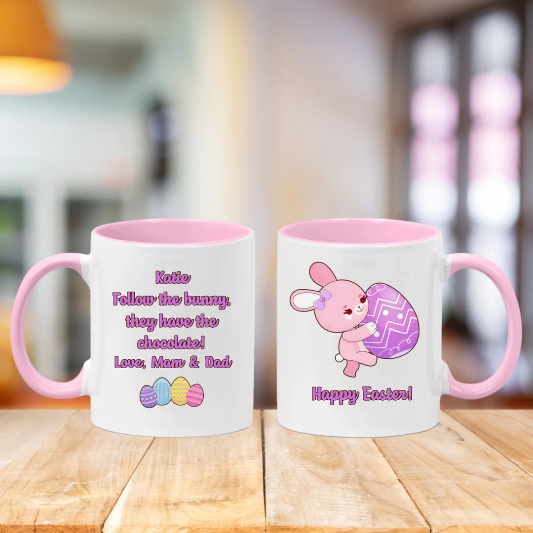 Personalised Easter Mug for Girls - Follow the Bunny
