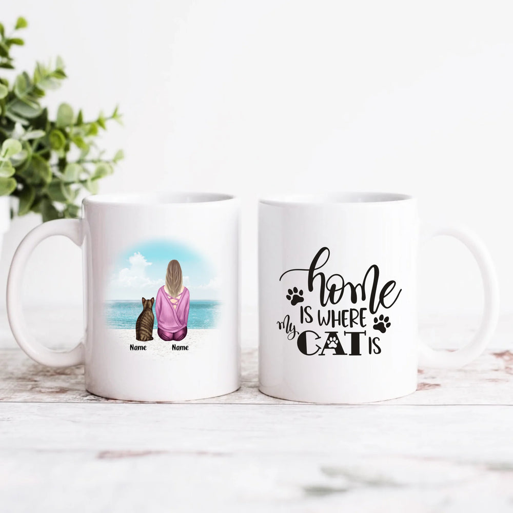 Personalised Mug - Girl and Cat