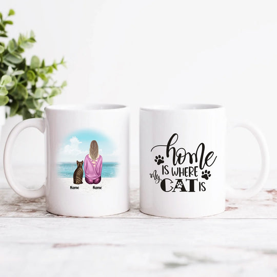 Personalised Mug - Girl and Cat