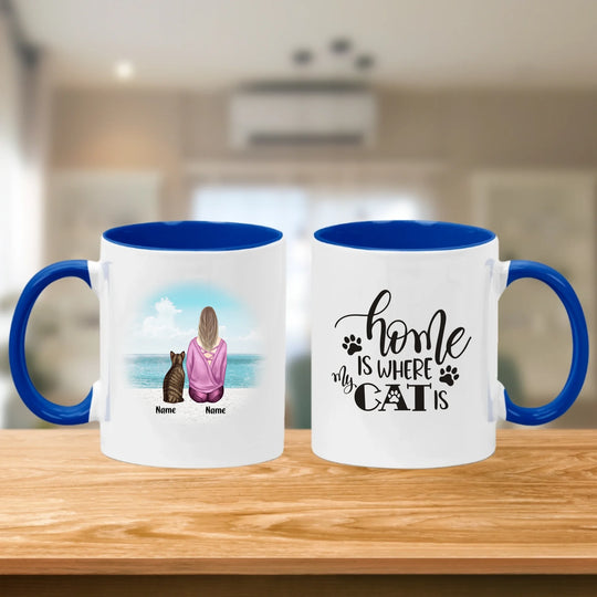 Personalised Mug - Girl and Cat
