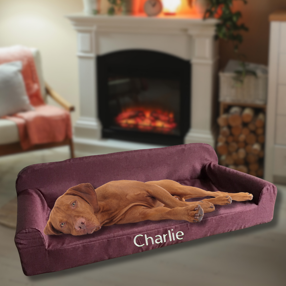 Personalised Pet Bed - Large - Plum Paws Burgundy