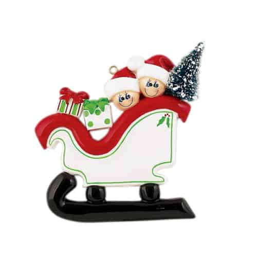 Personalised Christmas Ornament for Couple - Sleigh Family 2