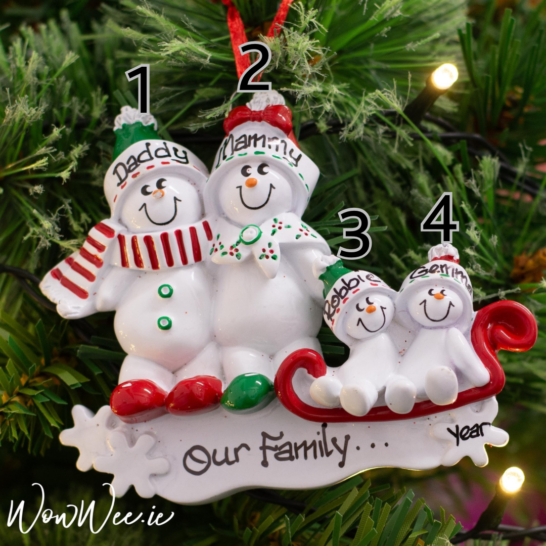 Personalised Christmas Decorations - Snowman Sled 4