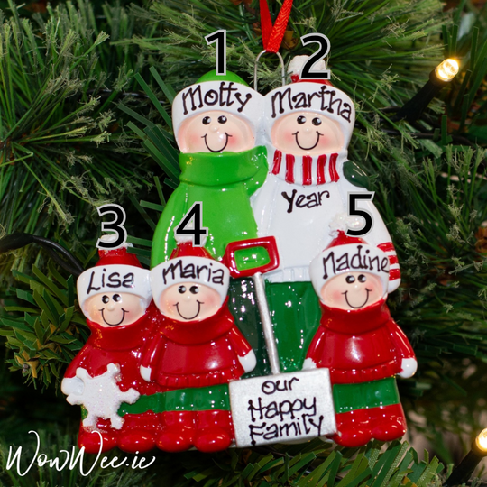 Personalised Christmas Decorations - Snow Shovel Family 5