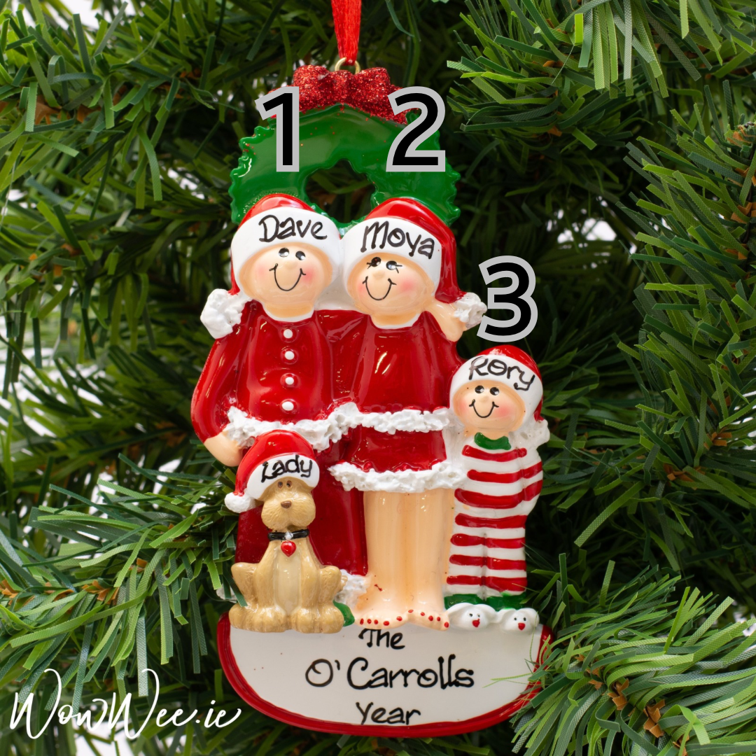 Personalised Christmas Ornament - Christmas Family with Dog 3