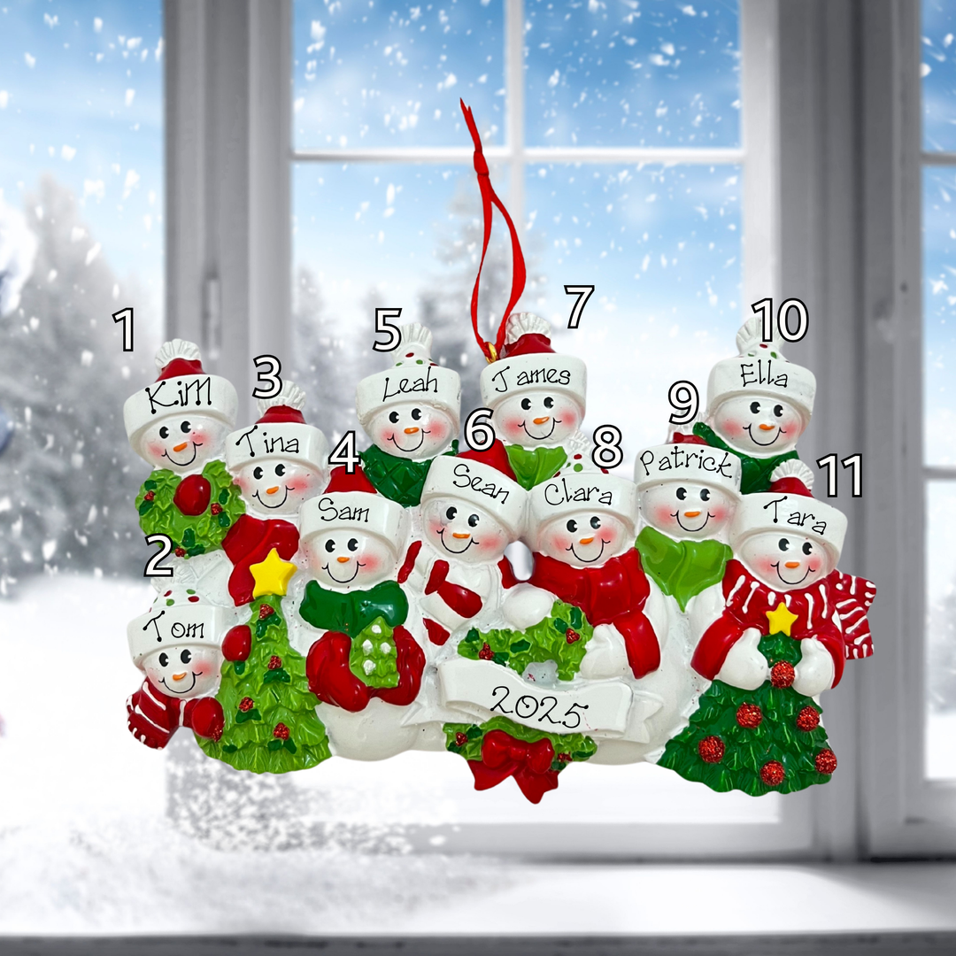 Personalised Christmas Ornament - Snow Family 11 People
