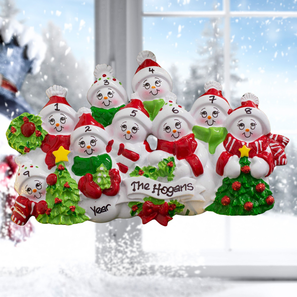 Personalised Christmas Ornament - Snow Family 9 People