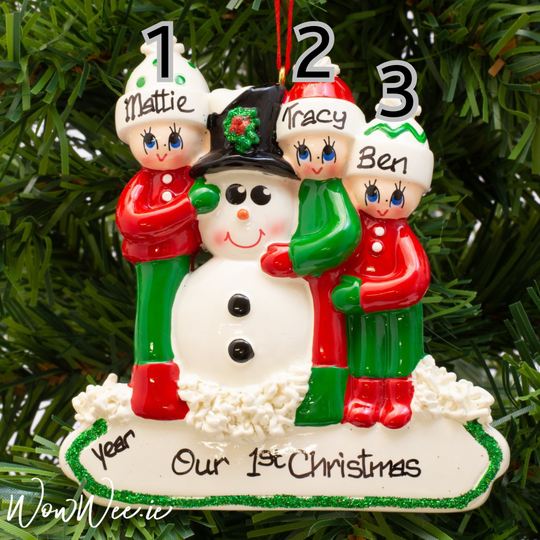 Personalised Christmas Ornament - Making a Snowman Family 3