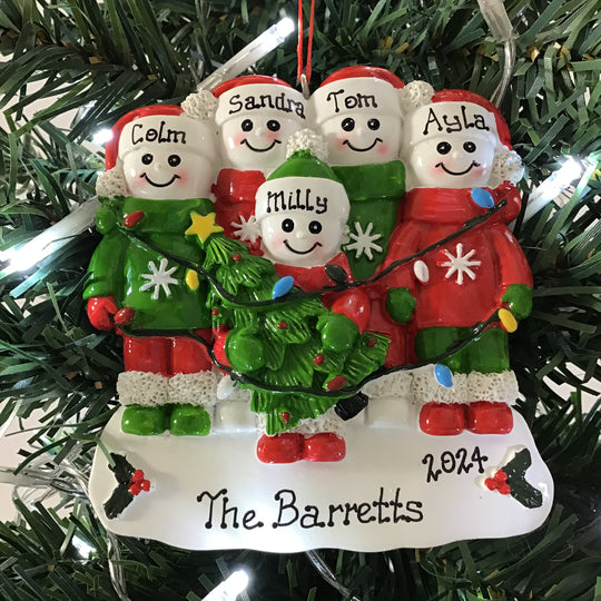 Personalised Christmas Decorations - Frosty Family Tree 5 NEW