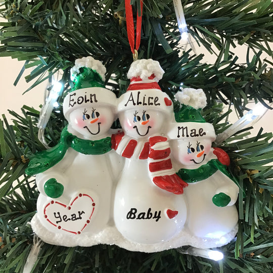 Personalised Christmas Ornament - Expecting Baby Bump Family of 3