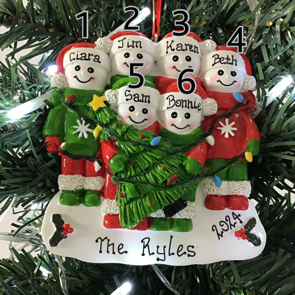 Personalised Christmas Tree Decoration - Frosty Family Tree 6 NEW