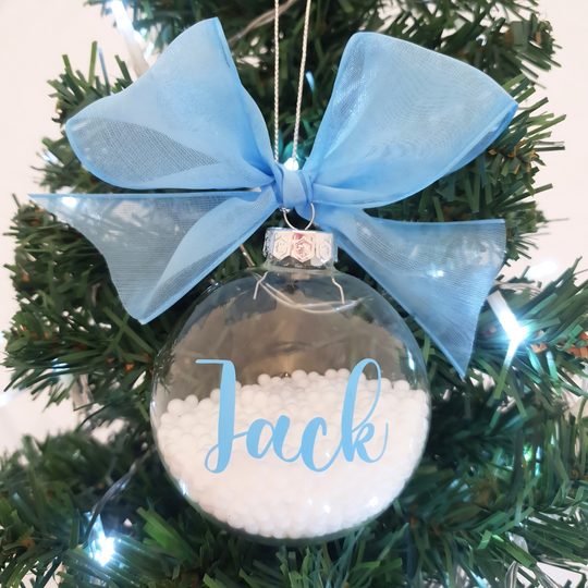 Personalised Luxury Christmas Bauble - Blue Snow - 7cm