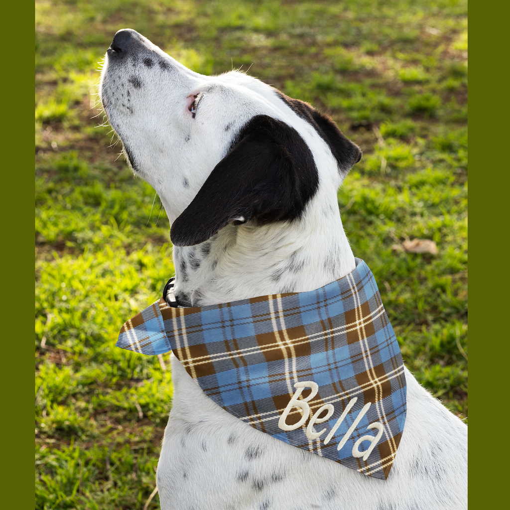 Personalised Royal Blue Tartan Bandana for Dogs Custom Dog Bandana with Name Personalised Dog Lover Gift Ideas New Puppy Dog Bandana Wowwee.ie WowWee.ie