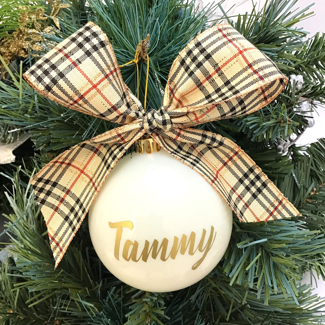 Personalised Luxury Christmas Bauble - Burberry Glam - 8cm
