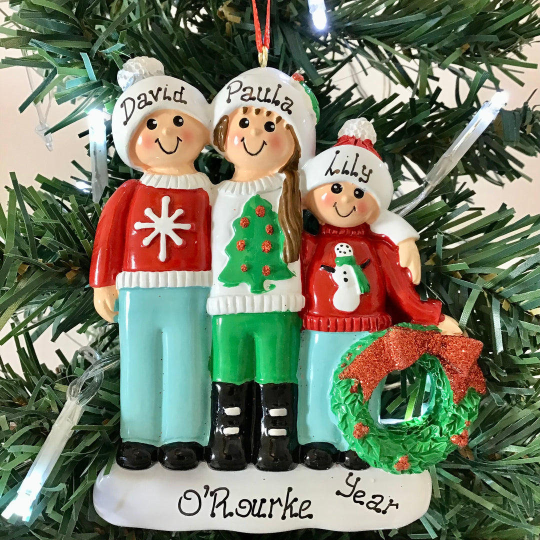 Personalised Christmas Ornament - Ugly Christmas Jumpers Family 3