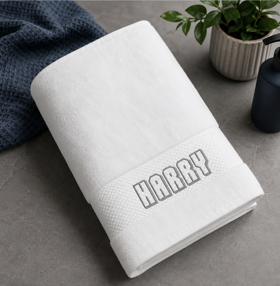 Personalised Extra Luxurious Bath Towel for Men - Choose Embroidery Font & Thread Colour