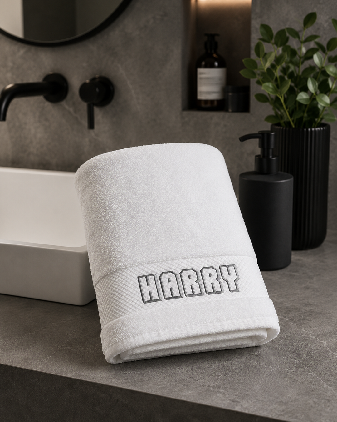 Personalised Extra Luxurious Bath Towel for Men - Choose Embroidery Font & Thread Colour