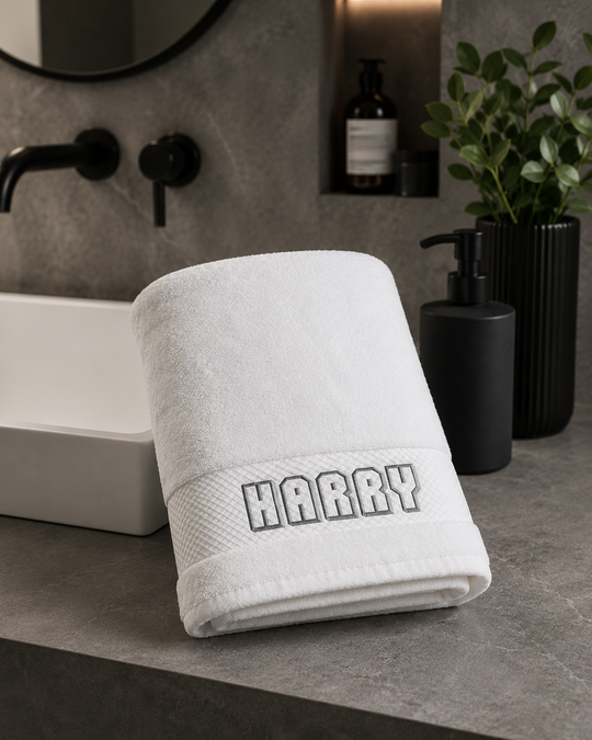 Personalised Extra Luxurious Bath Towel for Men - Choose Embroidery Font & Thread Colour