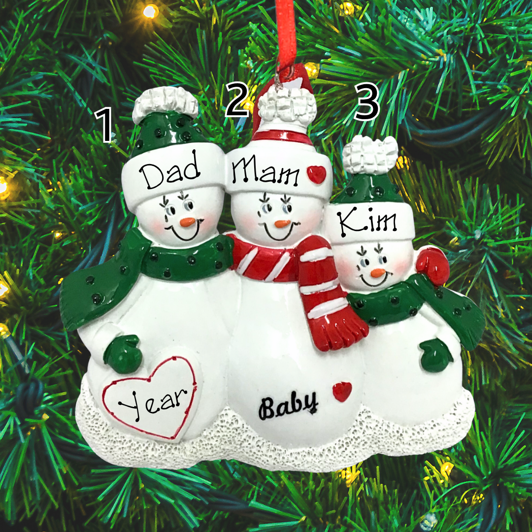 Personalised Christmas Ornament - Expecting Baby Bump Family of 3