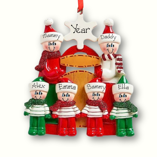 Personalised Christmas Tree Decoration - Sledding Family of 6