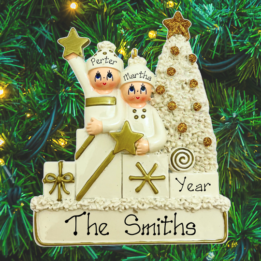 Personalised White Christmas Couple Decoration - NEW