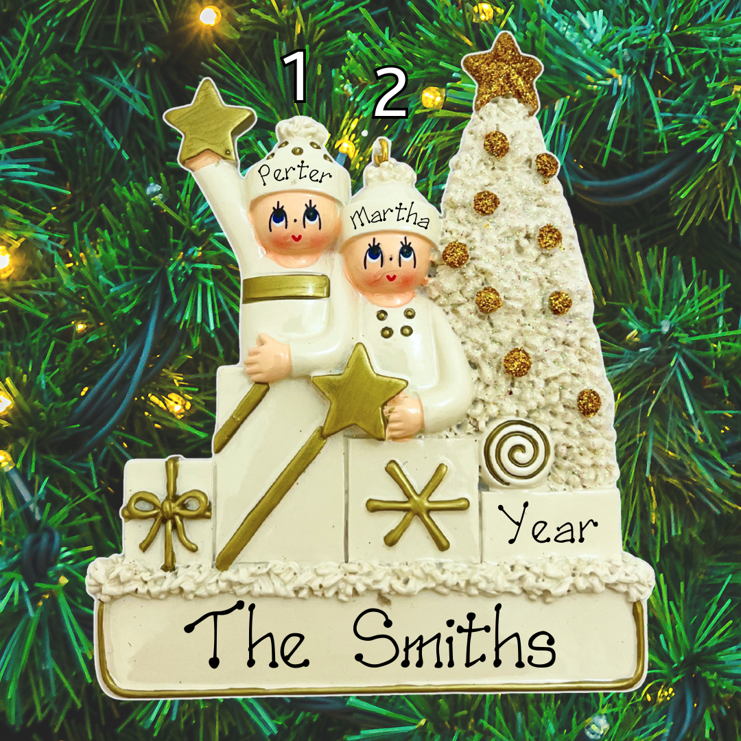 Personalised White Christmas Couple Decoration - NEW